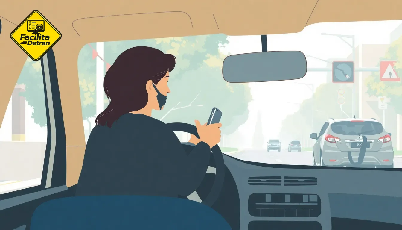 Posição das mãos no volante - Segurando celular